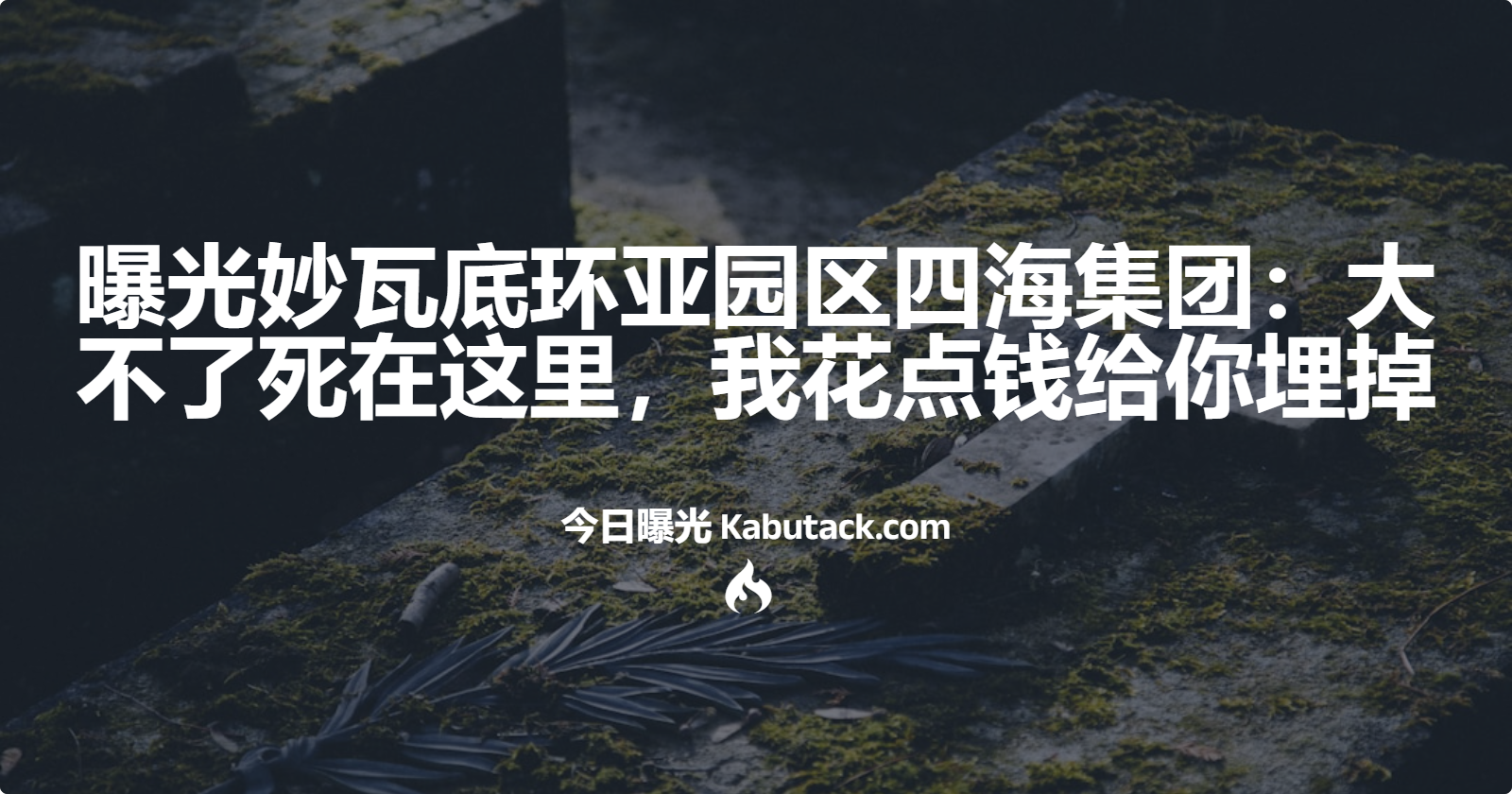 曝光妙瓦底环亚园区四海集团：大不了死在这里，我花点钱给你埋掉